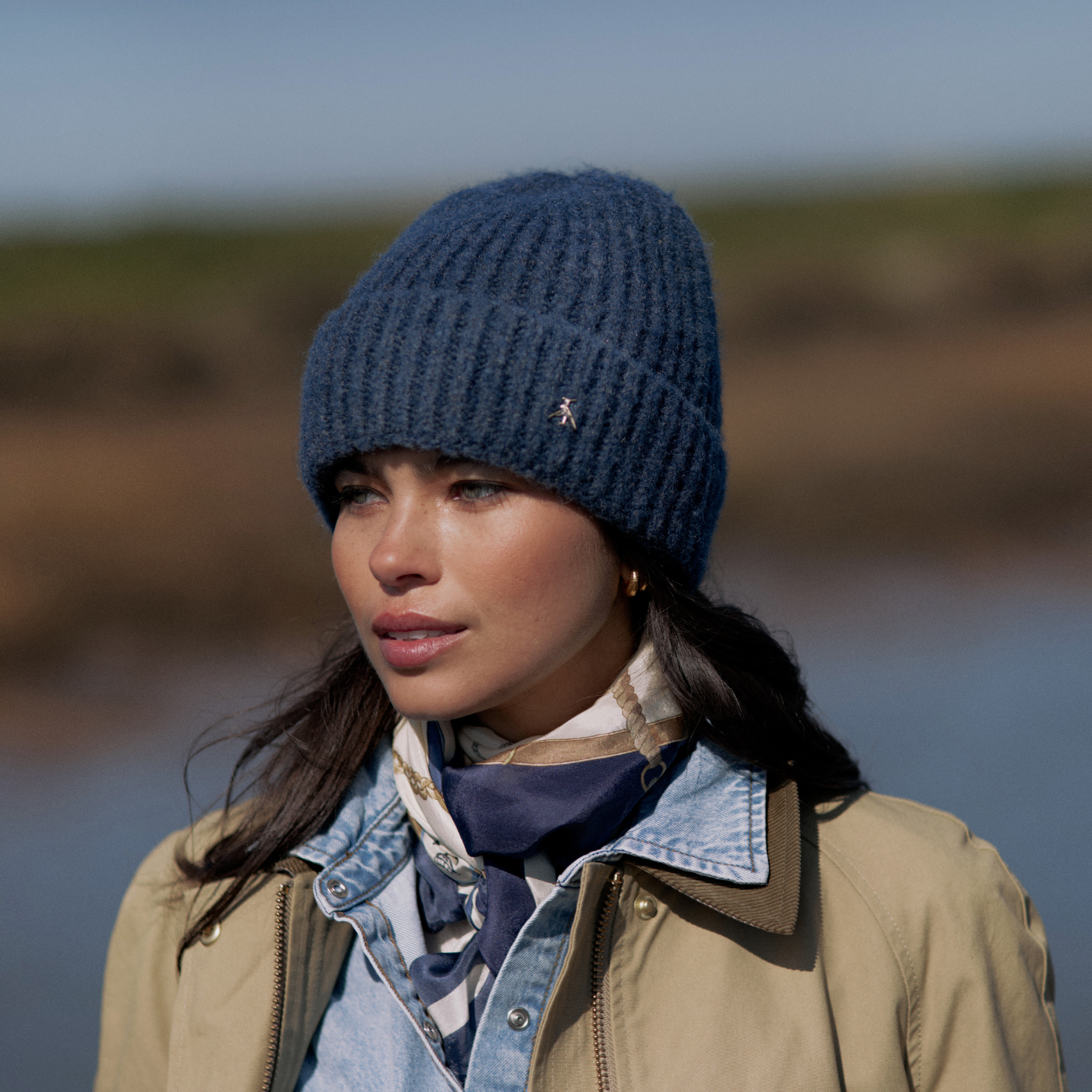 Hicks & Brown The Norton Rib Beanie in Airforce Blue