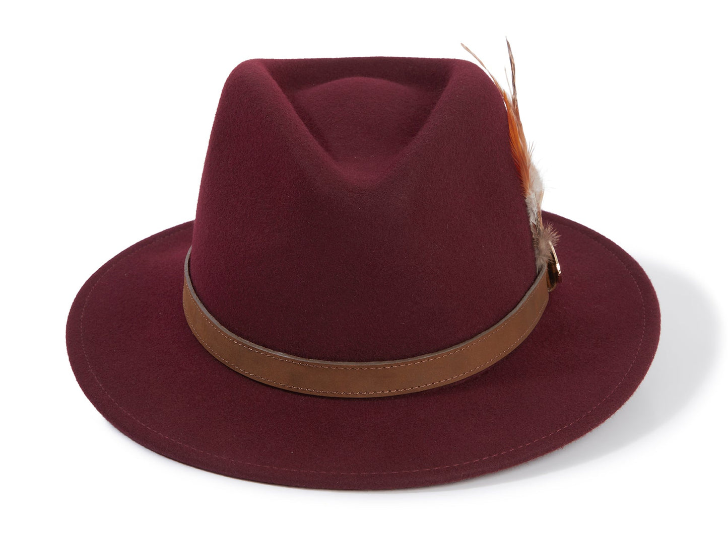 Hicks & Brown The Suffolk Fedora in Plum (Bronze Feather)