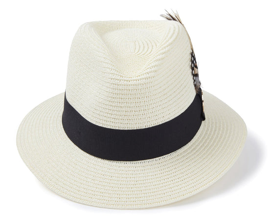 Load image into Gallery viewer, Hicks &amp;amp; Brown Fedora The Aldeburgh Fedora in Cream (Black Ribbon)
