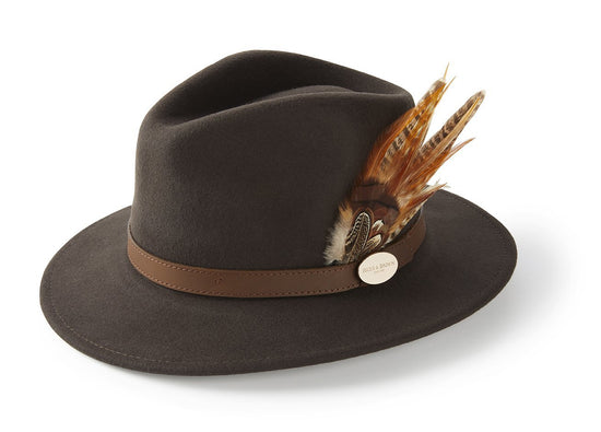 Hicks & Brown Fedora The Suffolk Fedora in Dark Brown (Gamebird Feather)