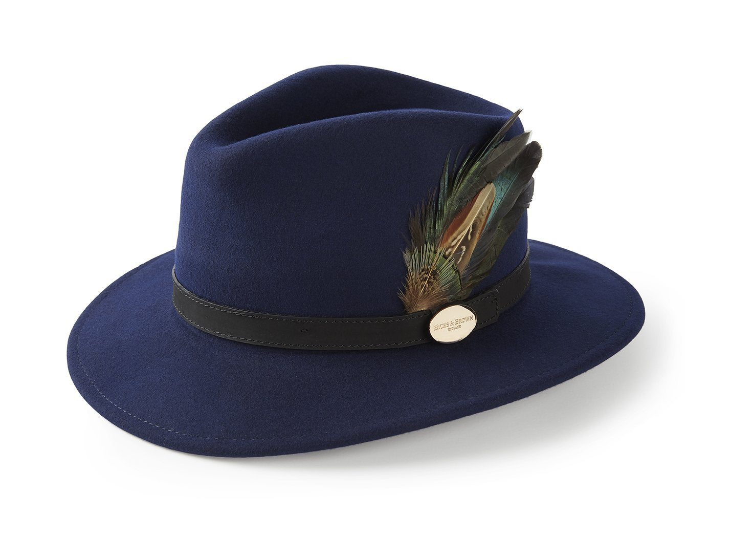 Hicks & Brown Fedora The Suffolk Fedora in Navy (Classic Feather)