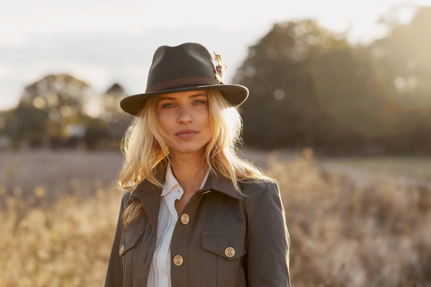 Hicks & Brown Fedora The Suffolk Fedora in Olive Green (Gamebird Feather)