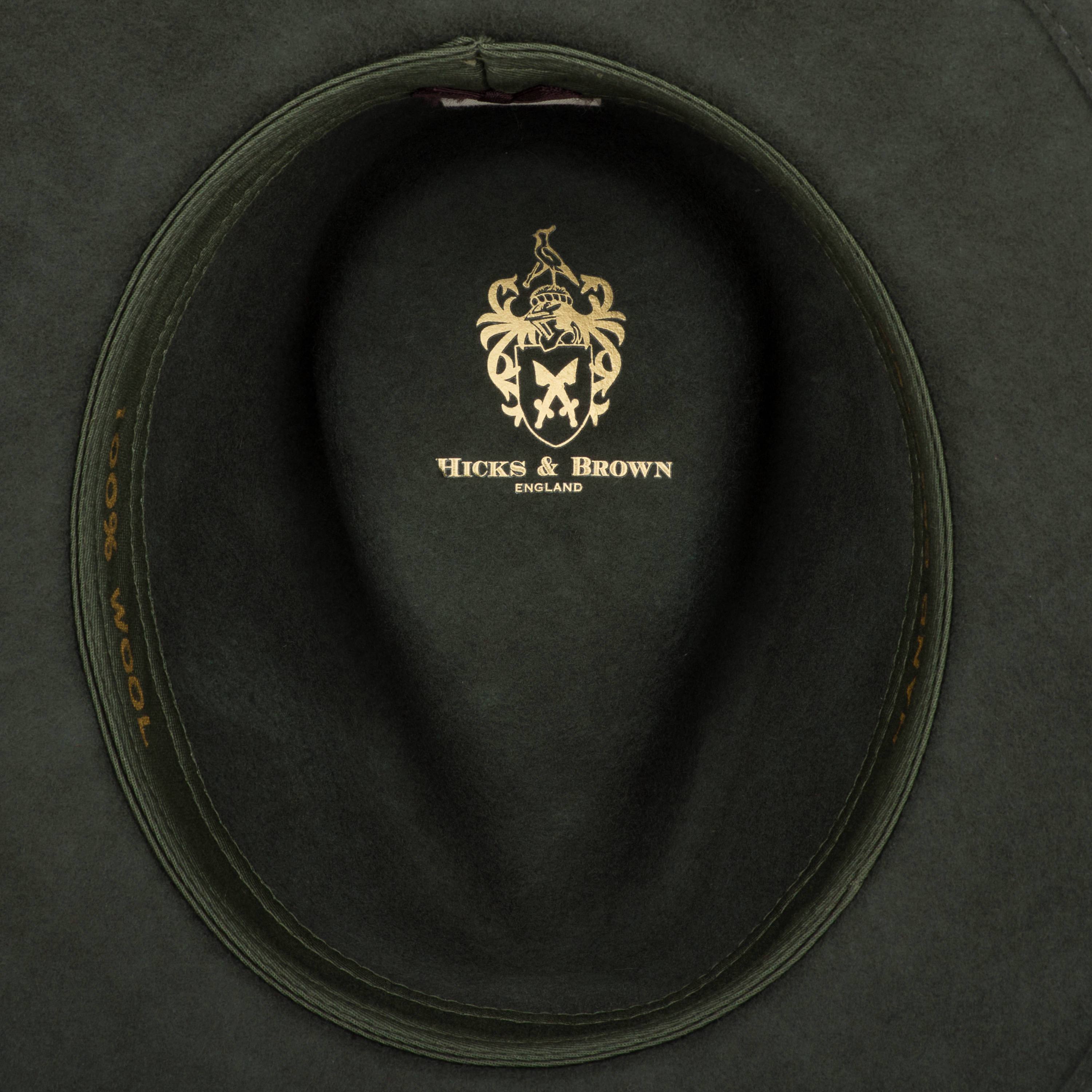 Hicks And Brown T Suffolk Fedora Olive Green Pheasant Feather Brown Wrap HBSW1OG main image 1
