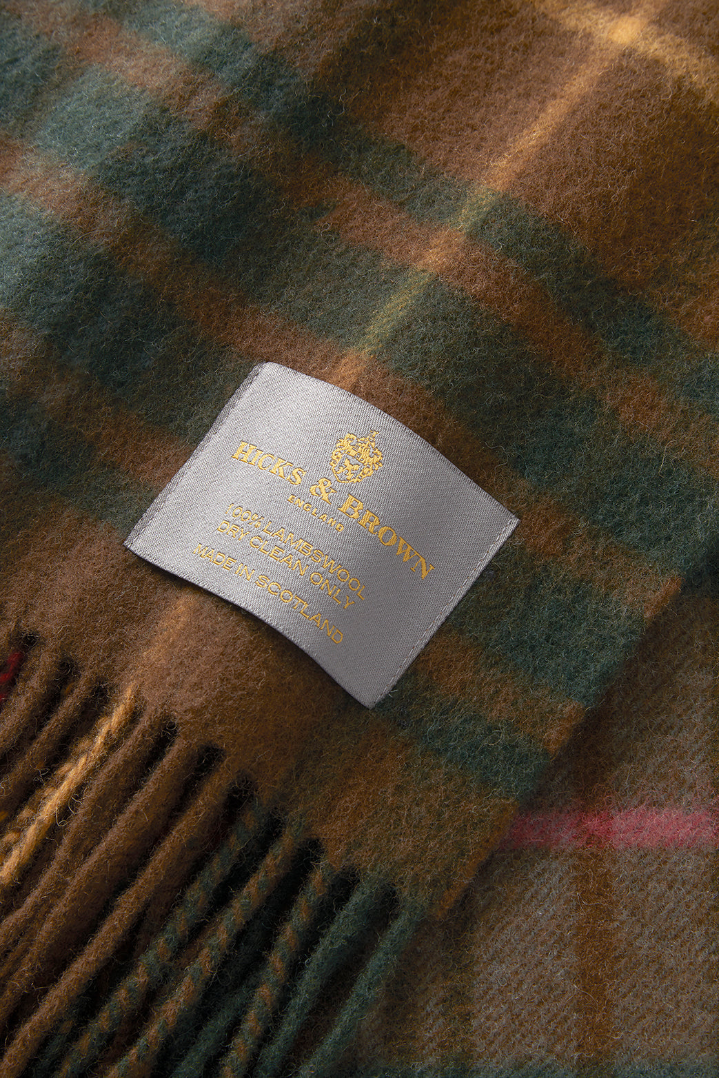 Hicks & Brown The Fornham Lambswool Scarf in Brown Check