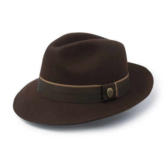 Load image into Gallery viewer, Hicks &amp;amp; Brown The Wingfield Trilby in Dark Brown
