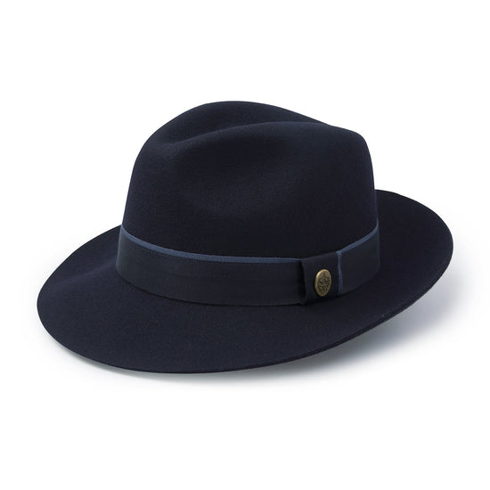 Cappello Trilby In Feltro Di Lana 100% Made In Italy – Taglia 54 Cm, Colore Blu Marino